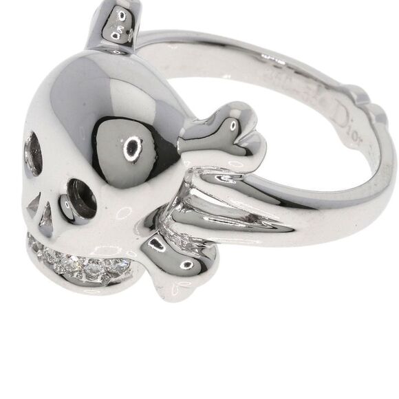 DIOR Tete De Mall Skull Diamond #55 Ring 18K White Gold Women's - Picture 12 of 13